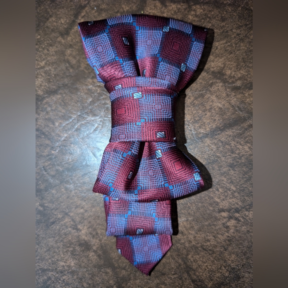 Silk Burgundy/Lilac Blue Necktie Necklace